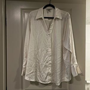 H&M satin cream button up blouse